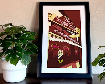 Ole's Waffle Shop | Alameda, CA | Poster | Bay Area| landmarks | Vintage Diner Wall Art | frame-able | gift | Kitchen Home Decor