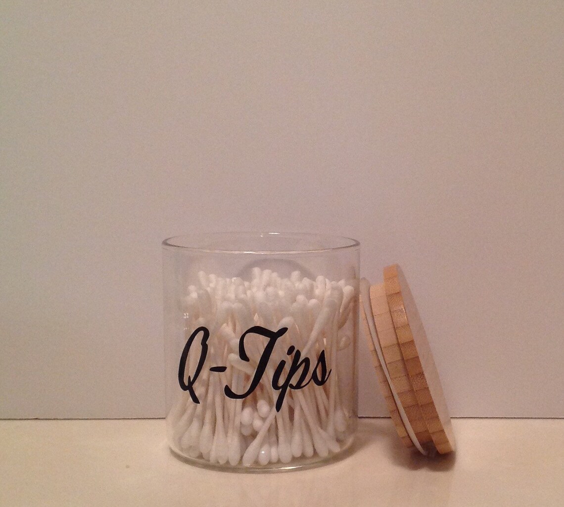 Bathroom Vanity Cotton/qtip Glass Jars Covered Jar Cotton Etsy