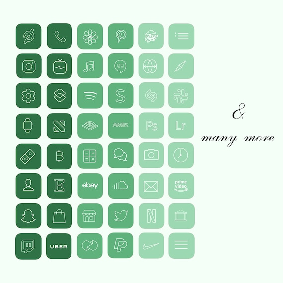 660 Mint App Icons Sage Green Aesthetic Icons Custom Mint Etsy
