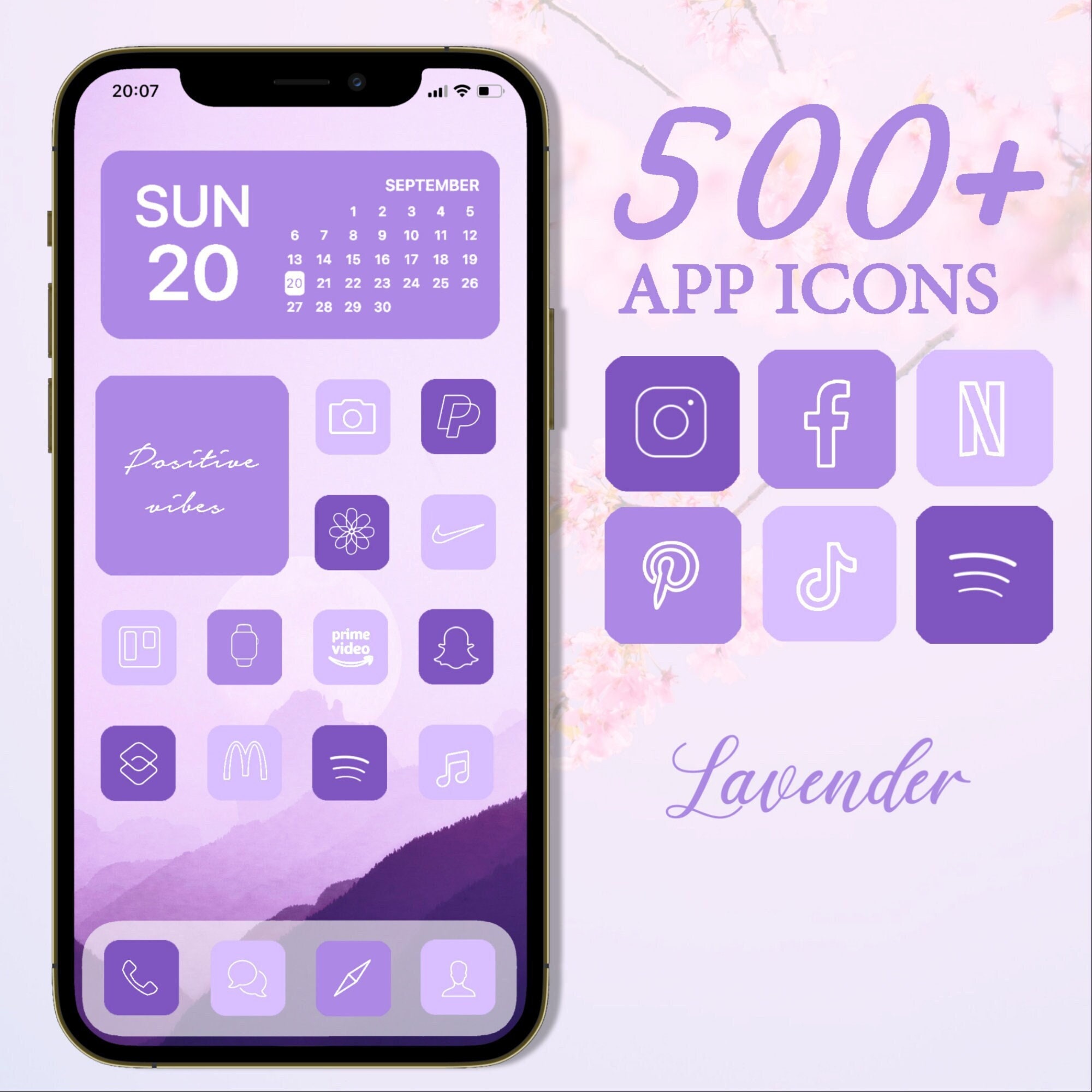 Lavender App Icons Purple Aesthetic Icons Lilac Violet Pink Etsy