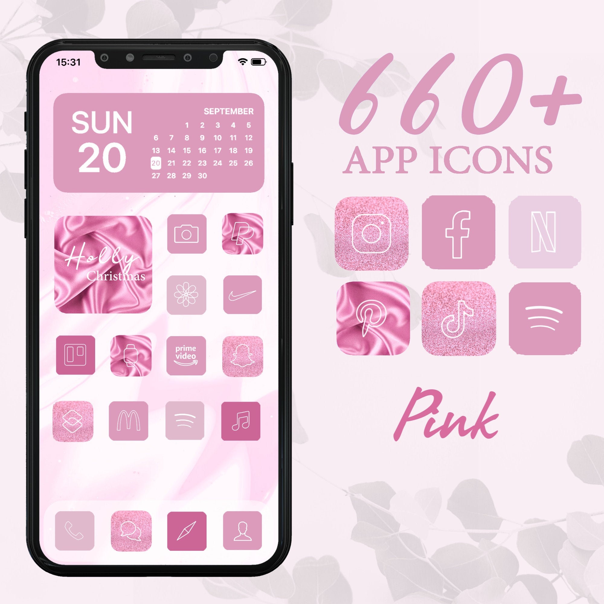 660 Pink Glitter App Icons Custom Iphone Home Screen Cute Etsy India