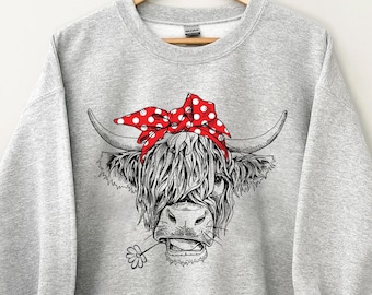 Cute Cow Shirt or Sweatshirt, Heifer Sweatshirt, Highland Cow Shirt, Cow Gifts For Her, Farm T-shirt, Ranch Tee, Farmer, Cowgirl