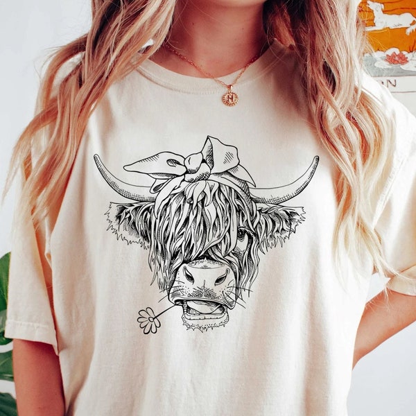 Cute Cow Shirt, Comfort Colors Shirt, Highland Cow Shirt, Cow Gifts For Her Mom, Heifer Tee, Farm, Ranch Tee, Farmer, Cowgirl