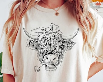 Cute Cow Shirt, Comfort Colors Shirt, Highland Cow Shirt, Cow Gifts For Her Mom, Heifer Tee, Farm, Ranch Tee, Farmer, Cowgirl