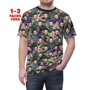 Crazy Face Unisex T-shirt, Tropical Personalized Face Shirt, Pet, Dog, Cat Face, Girlfriend, Boyfriend Gift, Custom Gift Faces On Shirt