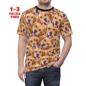 Crazy Face Unisex T-shirt, Personalized Face Shirt, Best Friend Birthday, Girlfriend Boyfriend Gift, Custom Dog Cat Pet Gift Faces On Shirt