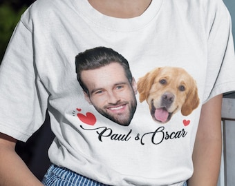 Custom Face Dog Pet T shirt, Crazy Face Unisex T-shirt, Personalized Face Shirt, Birthday Gift, Girlfriend Boyfriend Gift, Faces On Shirt