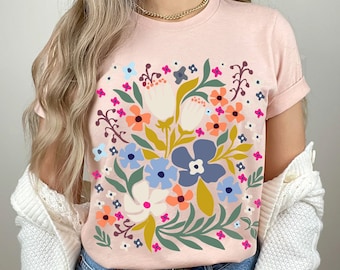 Wildflower Tshirt, Wild Flowers Shirt, Floral Tshirt, Flower Shirt, Gift for Women, Ladies Shirts, Best Friend Gift