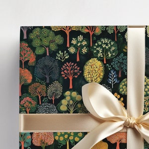 Wrapping Paper, Green Trees Nature Gift Wrap for Father, Best Friend, Kids - Forest Wrapping Roll, Camp Gift Wrap. Christmas, Birthday Gift