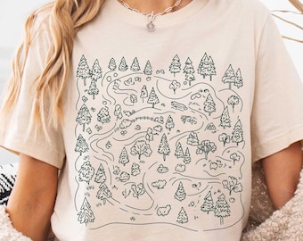 Adventure Map Design, Perfect for Outdoors Lovers, Gift for Hikers, Camping T shirt, Forest Casual Wear, Nature-Inspired Tee