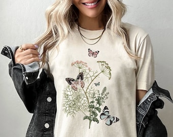 Flower t-shirt / Gift for her / Women trendy tshirt / Spring concept / Wild meadow flower nature tee / Floral Tee / Gardener Botanical Shirt