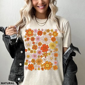 Retro Flower Shirt, Wildflower Tshirt, Wild Flowers Shirt, Floral Tshirt, Gift for Women, Ladies Shirts, Best Friend Gift