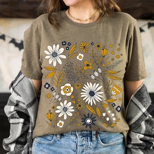 Wildflower Tshirt, Wild Flowers Shirt, Floral Tshirt, Flower Shirt, Gift for Women, Ladies Shirts, Best Friend Gift