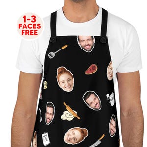 Personalized Faces Apron, Custom Photo Apron for Women and Men, Funny Crazy Face Kitchen Apron Personalized Kitchen Custom Picture Chef Gift