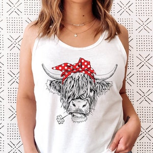 Cute Cow Shirt or Tank Top, Cow Shirt For Mom, Highland Cow Shirt, Cow Gifts For Her, Heifer Shirt, Farm T-shirt, Ranch Tee, Farmer, Cowgirl