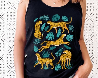 Trendy Boho Tiger Tank, Women Botanical Tank, Tiger Graphic Tee, Wild Animal Tank, Tiger Tshirt Safari Tank Womens Tiger Top Jungle