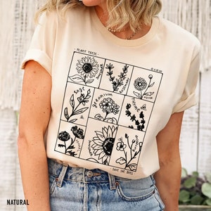 Boho Wildflowers Cottagecore Shirt, Floral Vintage Botanical Tee, Nature T shirt, Garden Lover Shirt, Aesthetic Floral Shirts for Women