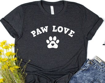 Paw Love Shirt, Paw Love Tee, Dog Lover Shirt, Paw Print Heart Shirt, Paw Print Shirt, Paw Prints Shirt