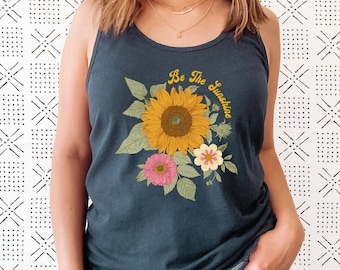 Sunflower Tank Top| Sunflower Tank Tops for Women| Plus Size Clothing Available| Womens Summer Tops| Womens Summer Clothing| Sun Flower