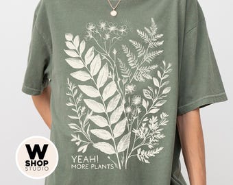 Botanical Comfort Colors Shirt, Floral Leaves Print, Gardening Graphic Tee For Women, Plant Lovers Gift, Trendy Outfit