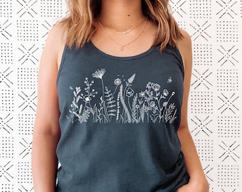 Wildflower Tank Top, Flower Tank Top, Floral Tank Top, Cute Spring Shirt, Boho Tank Top, Gift For Her, Birthday Gifts, Wild Flower Tee