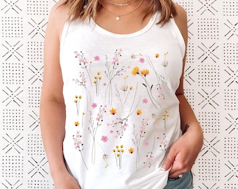 Wildflower Tank Top, Flower Tank Top, Floral Tank Top, Cute Spring Shirt, Boho Tank Top, Gift For Her, Birthday Gifts, Wild Flower Tee
