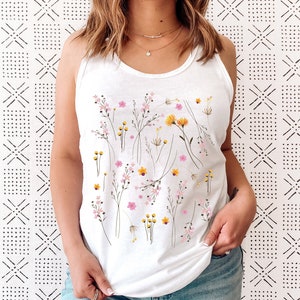 Wildflower Tank Top, Flower Tank Top, Floral Tank Top, Cute Spring Shirt, Boho Tank Top, Gift For Her, Birthday Gifts, Wild Flower Tee