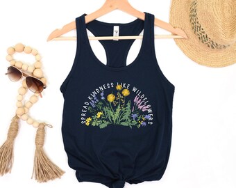 Wildflower Tank Top, Flower Tank Top, Floral Tank Top, Cute Spring Shirt, Boho Tank Top, Gift For Her, Birthday Gifts, Wild Flower Tee