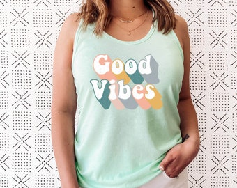 Good Vibes Tank, Peace Tank Top, Retro Tank, Kindness Tank, Vintage Shirt Tank, Sunshine, Hippie Tank, Retro Inspired Design