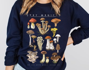 Vintage Illustration, Mushroom Decor Art Shirt, Botanical Sweatshirt, Plant Sweatshirt, Mushroom Hippie Shirt, Nature Lover