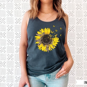 Sunflower Tank Top| Sunflower Tank Tops for Women| Plus Size Clothing Available| Womens Summer Tops| Womens Summer Clothing| Sun Flower