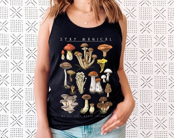 Vintage Illustration Mushroom Decor Art Shirt, Botanical Tank Top, Plant Tank Shirt, Mushroom Tank Top, Hippie Shirt, Nature Lover