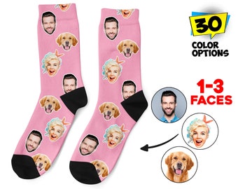 Custom Face Socks, Personalized Photo Socks, Picture Dog Socks, Pet Face on Socks, Customized Funny Photo Gift For Her, Him or Best Friends