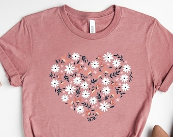 T-shirt à fleurs sauvages, chemise à fleurs sauvages, t-shirt à fleurs, chemise à fleurs, cadeau pour femme, chemises pour femmes, cadeau meilleur ami, fête des mères