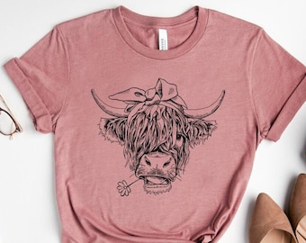 Chemise de vache mignonne ou débardeur, chemise de vache pour maman, chemise de vache Highland, cadeaux de vache pour elle, chemise de génisse, t-shirt de ferme, tee de ranch, agriculteur, cowgirl