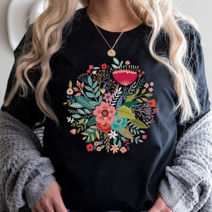 Grow Positive Thoughts Tee, Floral T-shirt, Bohemian Style Shirt, Butterfly Shirt, Trending Right Now, Women&#39;s Graphic T-shirt, Love Tee