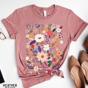 T-shirt de fleurs sauvages, chemise de fleurs sauvages, T-shirt floral, chemise de fleurs, cadeau pour femme, chemises pour dames, cadeau de meilleur ami image 1