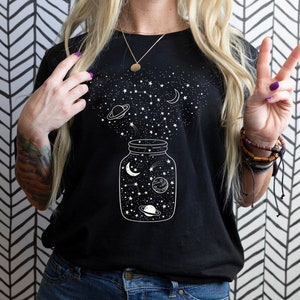 Space Shirt, Star Galaxy T shirt, Astronomy Shirt, Outdoors Shirt, Crescent Moon, Milky Way, Star Unisex Shirt, Constellation Tshirt