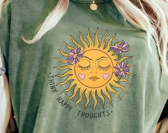 Wildflower Sunflower Tee - Oversized Boho Floral Shirt, Women Graphic Tee