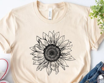 Sonnenblume - Sonnenblume Shirt, Floral T-Shirt, Blumen Shirt, Garten Shirt, Damen Herbst Shirt, Sonnenblume Tshirt, Sonnenblume Shirts.