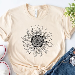 Sunflower - Sunflower Shirt, Floral Tee Shirt, Flower Shirt, Garden Shirt, Womens Fall Shirt, Sunflower Tshirt, Sunflower Shirts.