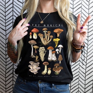 Vintage Illustration Mushroom Decor Art Shirt, Botanical Shirt, Plant Shirt, Mushroom Shirt, Hippie Shirt, Nature Lover