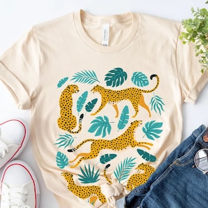 Trendy Boho Tiger Shirt Women Botanical Shirt Tiger Graphic Tee Wild Animal Shirt Tiger Tshirt Safari Shirt Womens Tiger T Shirt Jungle Tee