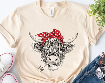 Cute Cow Shirt or Tank Top, Cow Shirt For Mom, Highland Cow Shirt, Cow Gifts For Her, Heifer Shirt, Farm T-shirt, Ranch Tee, Farmer, Cowgirl