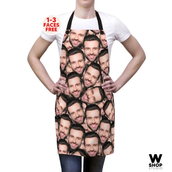 Personalized Faces Apron, Custom Photo Apron for Women and Men, Funny Crazy Face Kitchen Apron Personalized Kitchen Custom Picture Chef Gift