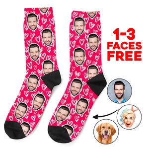 Custom Face Socks, Photo Personalized Socks, Faces On Socks, Love Heart Socks, Gift for Her, Girlfriend Gift, Boyfriend Gift, Picture Socks