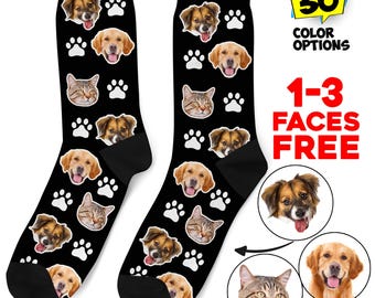 Custom Dog Socks, Personalized Pet Photo Socks Customized Cute Dog Cat Face, Dog Lover Picture Gift Funny Dog Socks Dog Mom Gift Pet Socks