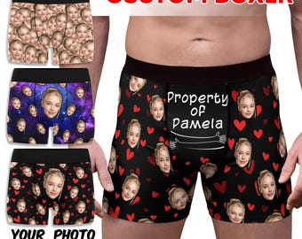 Custom Face Boxer Briefs with Name, Personalized Underwear, Couple Gift