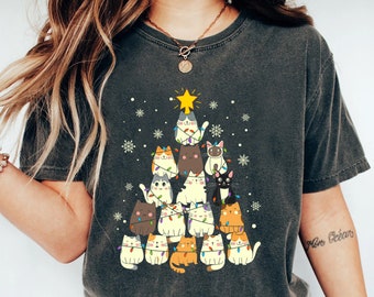 Funny Christmas Cat Shirt, Cat Lover Gift, cute Christmas Tee, Cat lover gift, Holiday graphic, Merry Christmas Tree Shirt, Cat owner tee