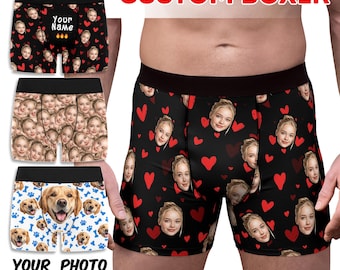 Personalized Face Boxer Briefs, Custom Photo Men’s Underwear, Boyfriend Gift